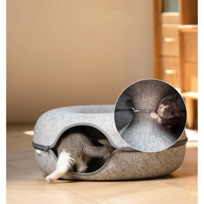 Donut Pet Cat House Interactive Play Toy Cat Bed